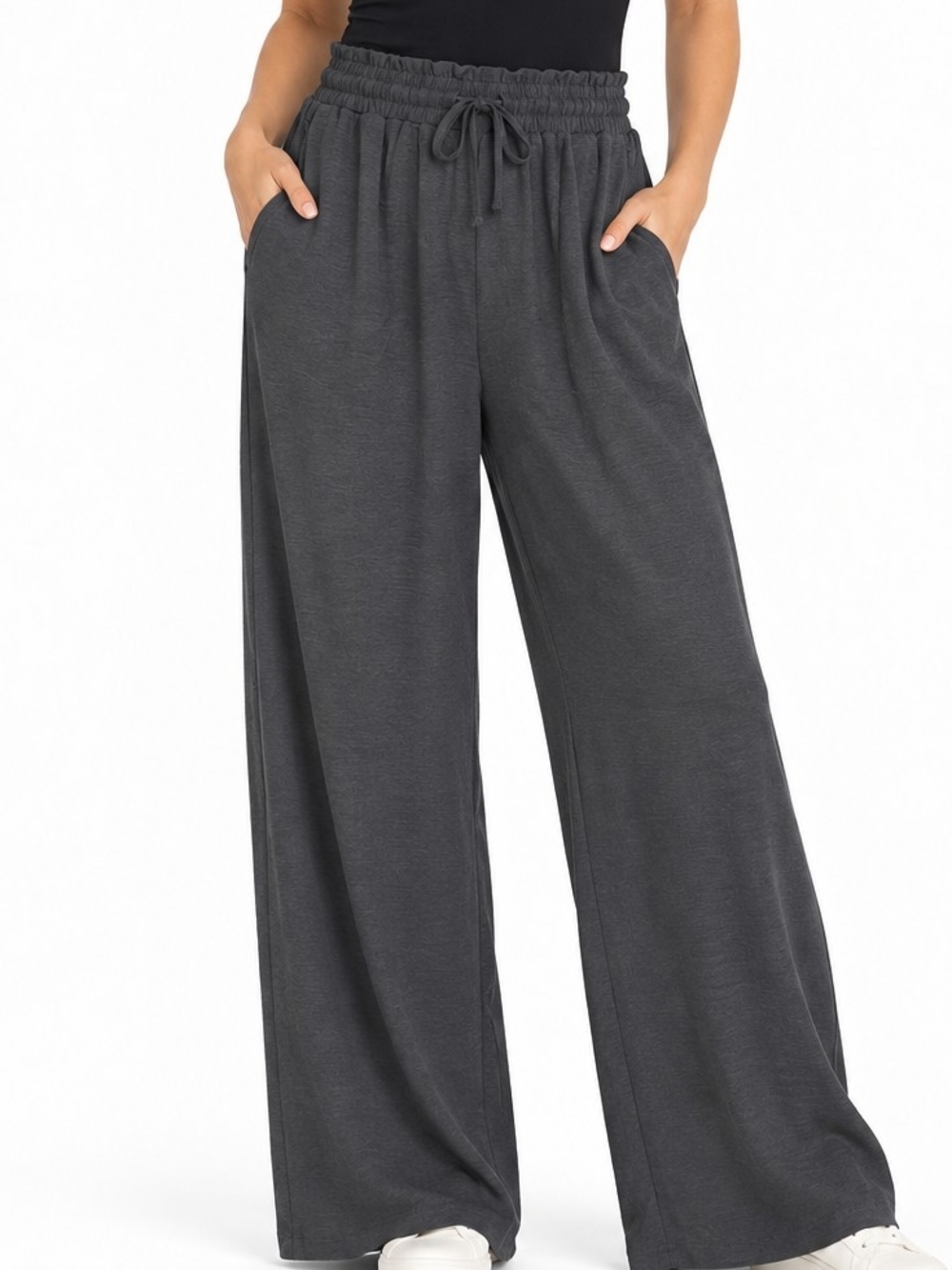 Wide Leg Drawstring Pants - Black NWT